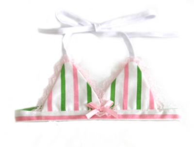 Doggie Design（ドギーデザイン）Pink & Green Stripe Bikini Top ピンク グリーン ストライプ ビキニ トップ