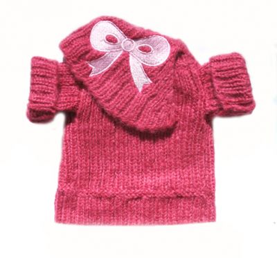 Hot Pink Ribbon Acrylic Mohair Sweater ピンク アクリル モヘア セーター