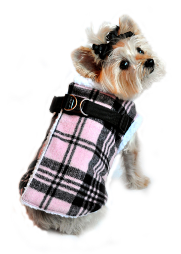 Doggie Design（ドギーデザイン）Pink Plaid Step In Wrap Coat ピンク プレイド ラップ コート
