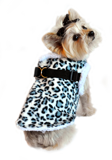 ドッグウェア 犬服 通販 Doggie Design ドギーデザイン Snow Leopard Step In Wrap Coat スノー レオパード ラップ コート Abby Adela