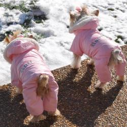 Doggie Design（ドギーデザイン）Pink Ruffin It Dog Snow Suit Harness ピンク ラフィン スノー スーツ