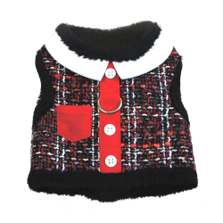 Doggie Design（ドギーデザイン）Red Tweed Minky Plush Harness レッド ツイード ミンキー ハーネス ベスト
