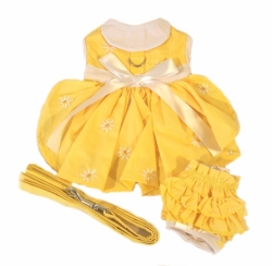 Doggie Design（ドギーデザイン）Yellow Denim and Daisy Dog Dress Set イエロー デニム デイジー ドレス セット