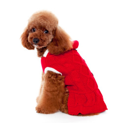 DOGO（ドゴ）Cable Hoodie Sweater Dress Red ケーブル パーカー セーター ドレス レッド