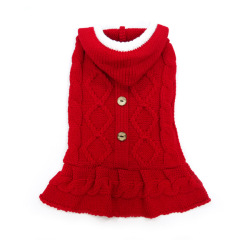 DOGO（ドゴ）Cable Hoodie Sweater Dress Red ケーブル パーカー セーター ドレス レッド