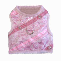 Doggie Design（ドギーデザイン）Pink Brocade Minky Plush Harness ピンク ブロケード ミンキー ハーネス ベスト