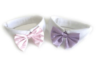 Pink Satin Bow Tie & Collar