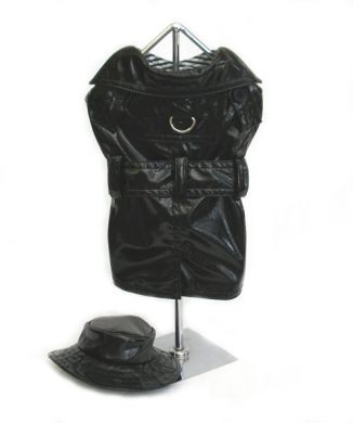 Doggie Design（ドギーデザイン）Black Raincoat W/Hat ブラック レインコート セット