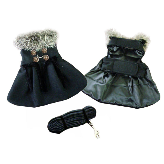 Black Wool and Silver Fur Collar Harness Coat ブラック ウール シルバー ファー カラー ハーネス コート
