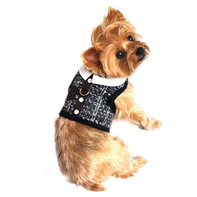Doggie Design（ドギーデザイン）ドッグウェア Grey Tweed Minky Plush Harness グレー ツイード ミンキー ハーネス ベスト