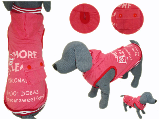 犬服【DOBAZ】（ドバズ）大きめポケット付きミリタリーパーカー　ピンク　ダックスサイズ