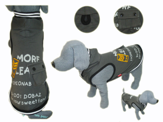 犬服【DOBAZ】（ドバズ）大きめポケット付きミリタリーパーカー　グレー