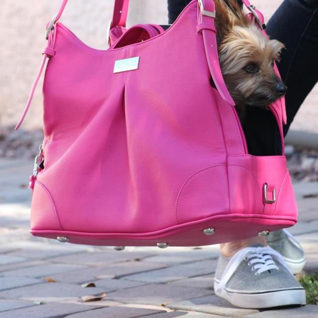 Doggie Design（ドギーデザイン）Pink Yarrow Mia Michele Dog Carry Bag ピンク ヤロー フェイク ペブル レザー キャリーバッグ
