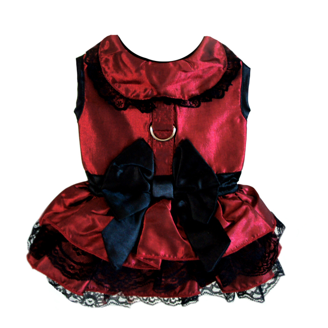 Doggie Design（ドギーデザイン）Iridescent Burgundy Satin and Black Lace Dress イリデセント バーガンディ サテン ドレス