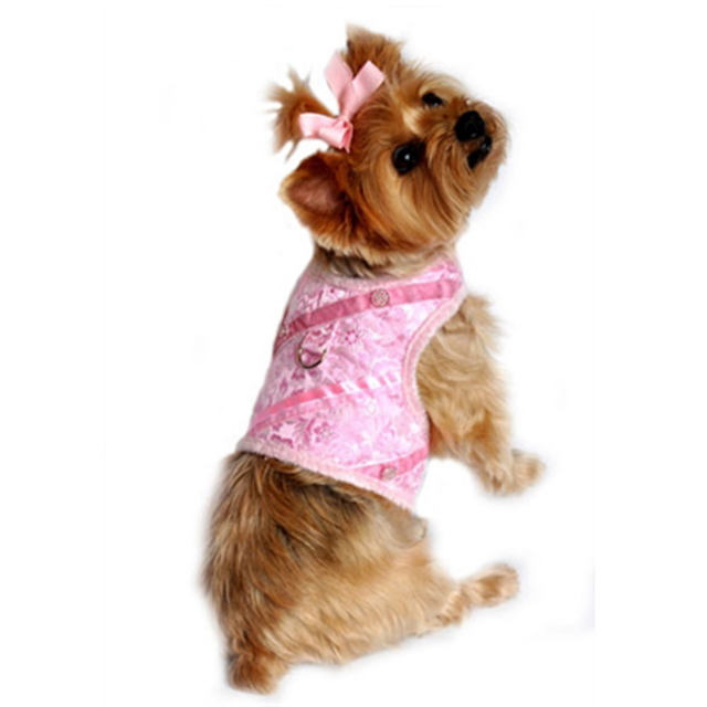 Doggie Design（ドギーデザイン）Pink Brocade Minky Plush Harness ピンク ブロケード ミンキー ハーネス ベスト