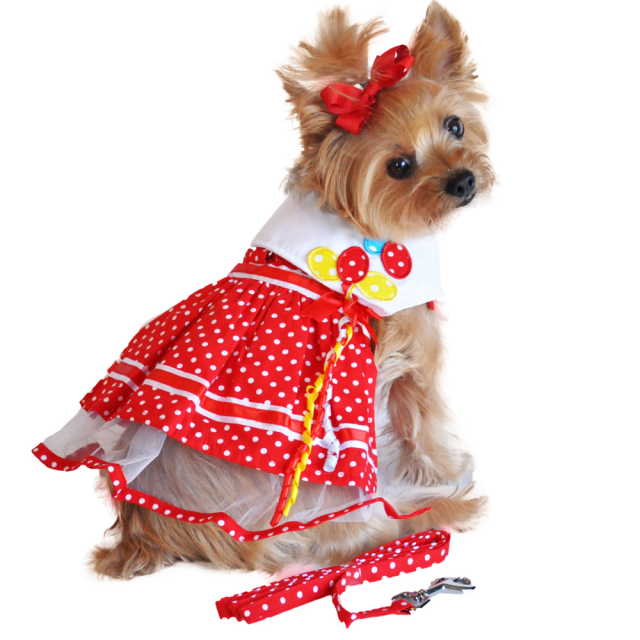 Doggie Design（ドギーデザイン）Red Polka Dot Balloon Designer Dog Dress レッド ポルカドット バルーン デザイナー ドレス