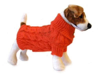 Doggie Design（ドギーデザイン）Mandarin Red Cable Knit Sweater マンダリン レッド アクリル モヘア セーター