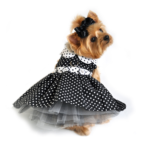 Doggie Design（ドギーデザイン）Black and White Polka Dot Dog Dress ブラック ホワイト ポルカドット ドレス